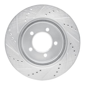 Ford Explorer Sport Trac Brake Rotor (1) - Front Right - R1 Concepts - Drilled & Slotted - Silver - `06-`10